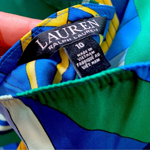 NWT RALPH LAUREN Blue Geometric Halter Top #EE0338 - Picture 7 of 13